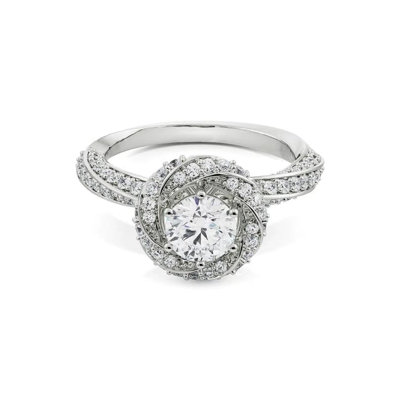 Twisted Band Halo Lab Grown Diamond Solitaire Ring