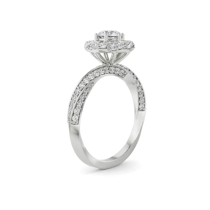 Twisted Band Halo Lab Grown Diamond Solitaire Ring