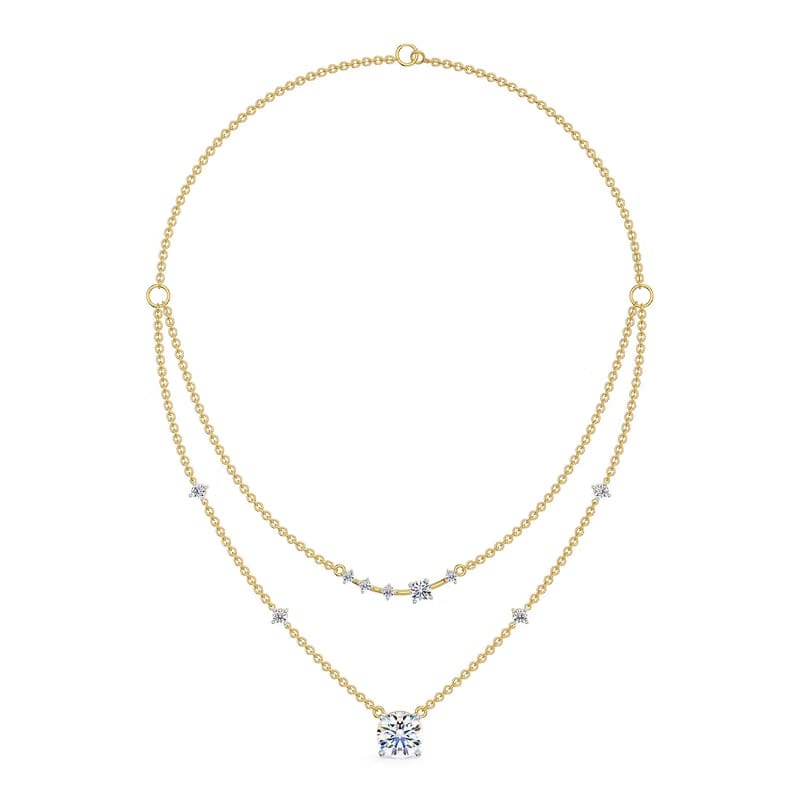 Two Layered Lab Grown Diamond Solitaire Necklace