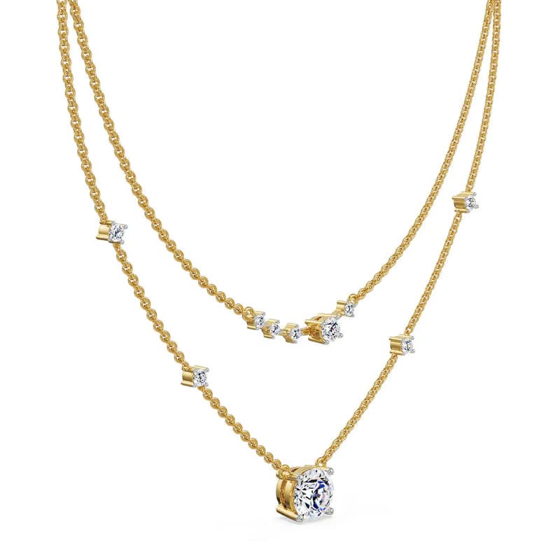 Two Layered Solitaire Necklace_in_stock