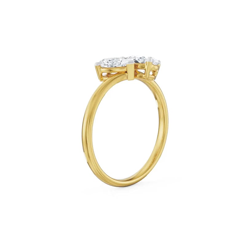 Two Stone Pear Solitaire Ring