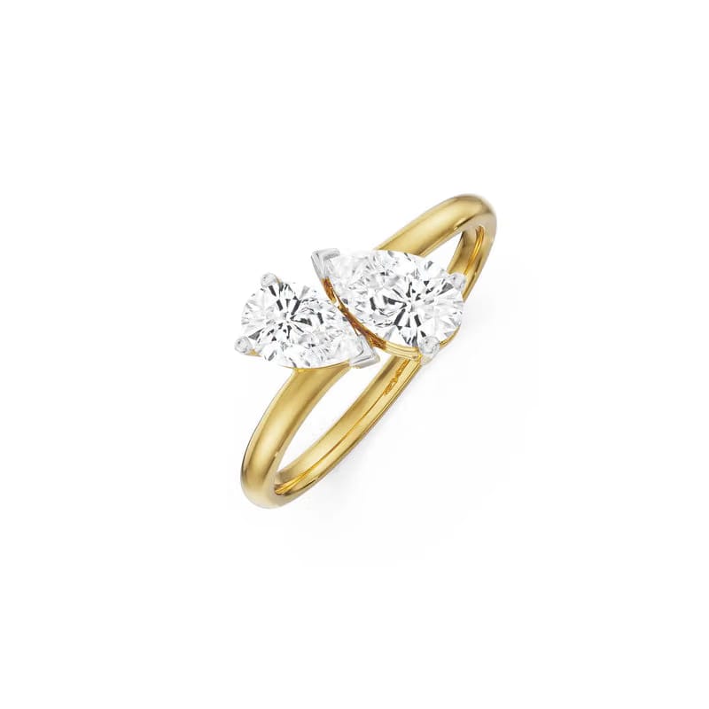 Two Stone Pear Solitaire Ring_in-stock