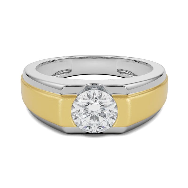 Two-Tone Round Lab Grown Diamond Engagement Ring