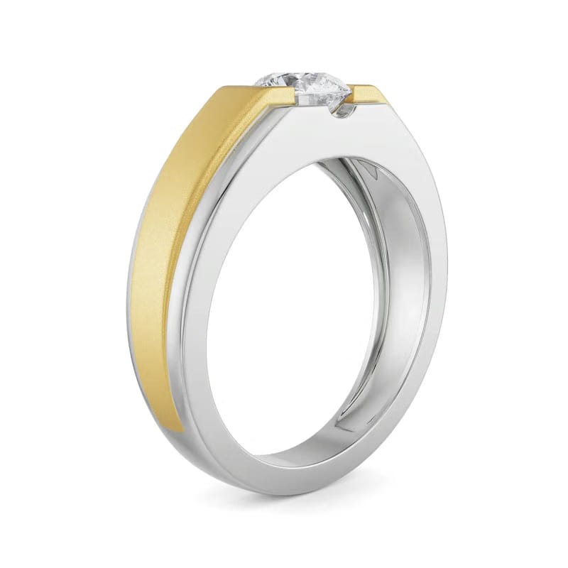 Two-Tone Round Lab Grown Diamond Engagement Ring