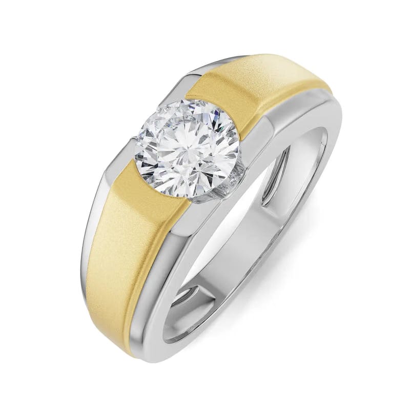 Two-Tone Round Lab Grown Diamond Engagement Ring