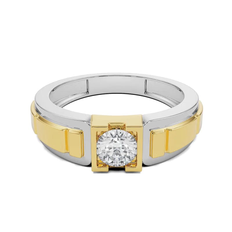 Two-Tone Round Lab Grown Diamond Timeless Ring 9KT