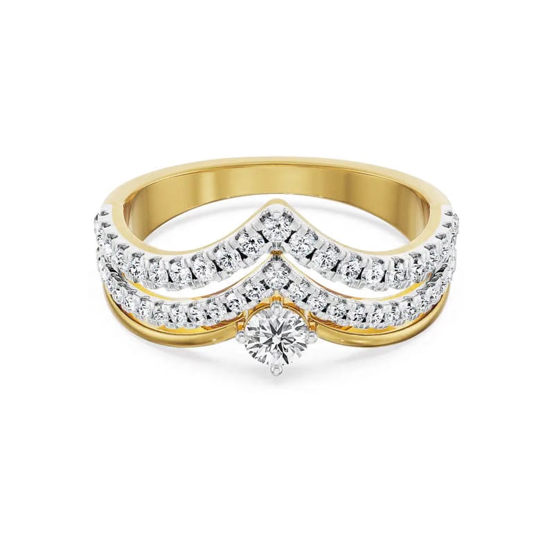 V Clustered Diamond Band_in_stock