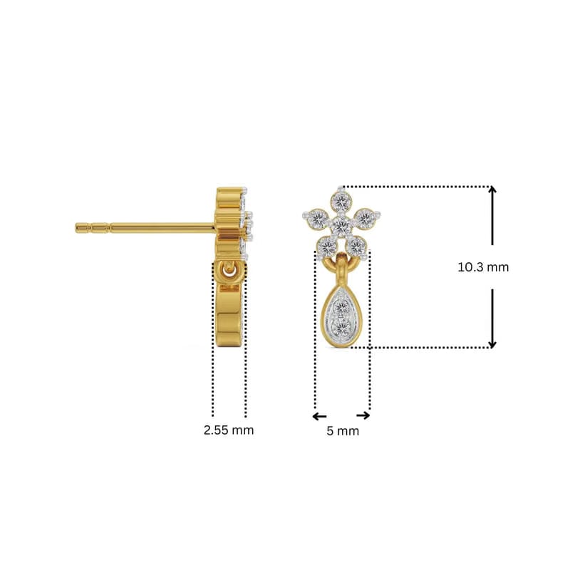 Viez Floral Lab Grown Diamond Earrings