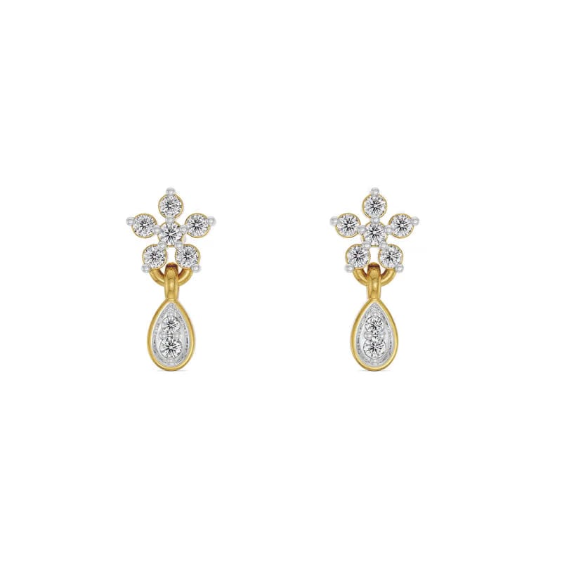 Viez Floral Lab Grown Diamond Earrings 9KT