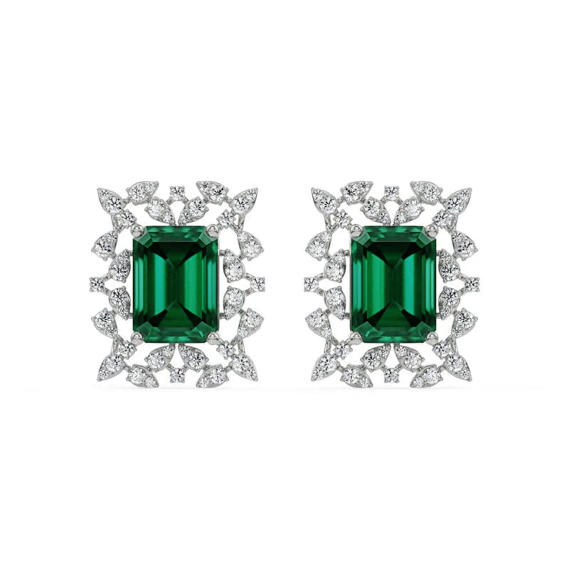 Vintage Emerald Lab Grown Diamond Studs