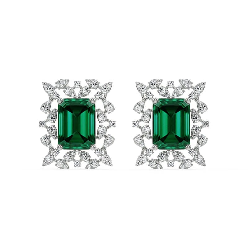 Vintage Emerald Lab Grown Diamond Studs 9KT
