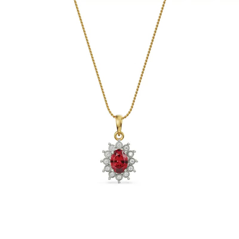 Vintage Gemstone Lab Grown Diamond Pendant 9KT