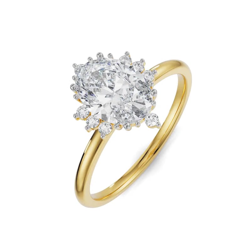 Vintage Halo Oval Lab Grown Diamond Ring 9KT