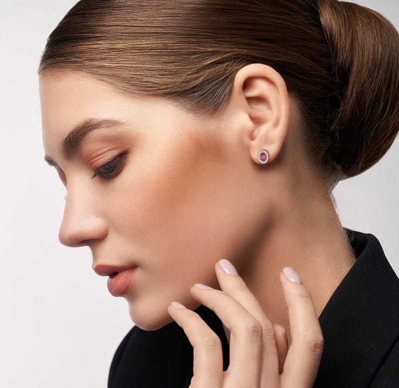 Vintage Ruby Lab Grown Diamond Studs