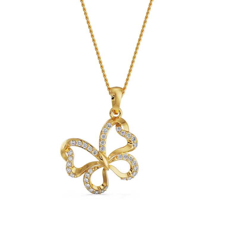 Whimsical Butterfly Lab Grown Diamond Pendant 9KT