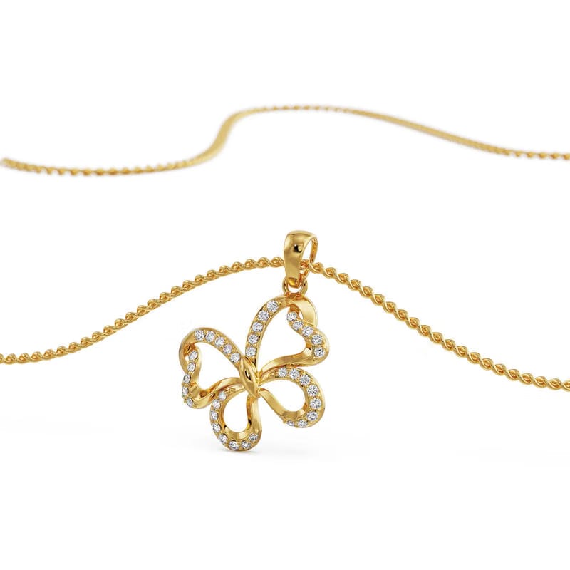Whimsical Butterfly Lab Grown Diamond Pendant 9KT