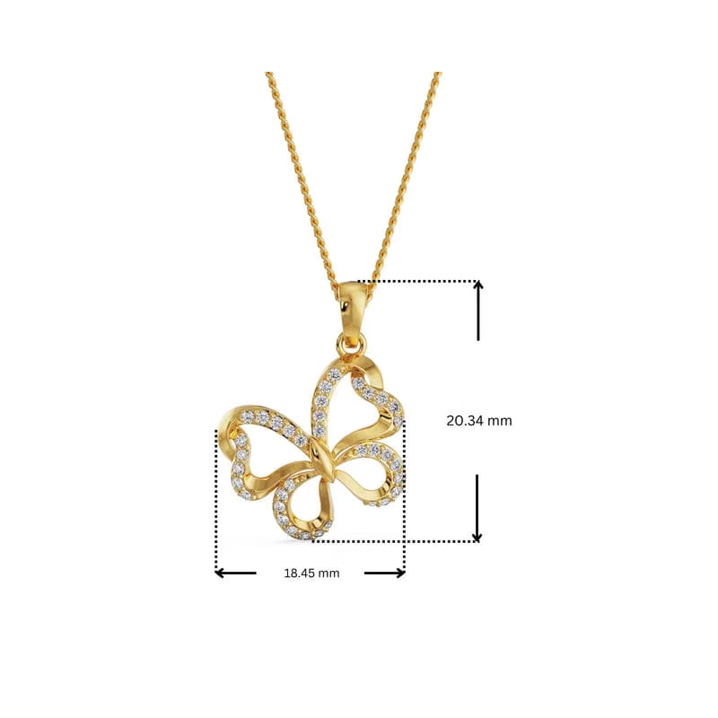 Whimsical Butterfly Lab Grown Diamond Pendant 9KT