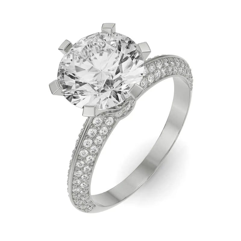 Whimsical Round Pave Lab Diamond Engagement Ring