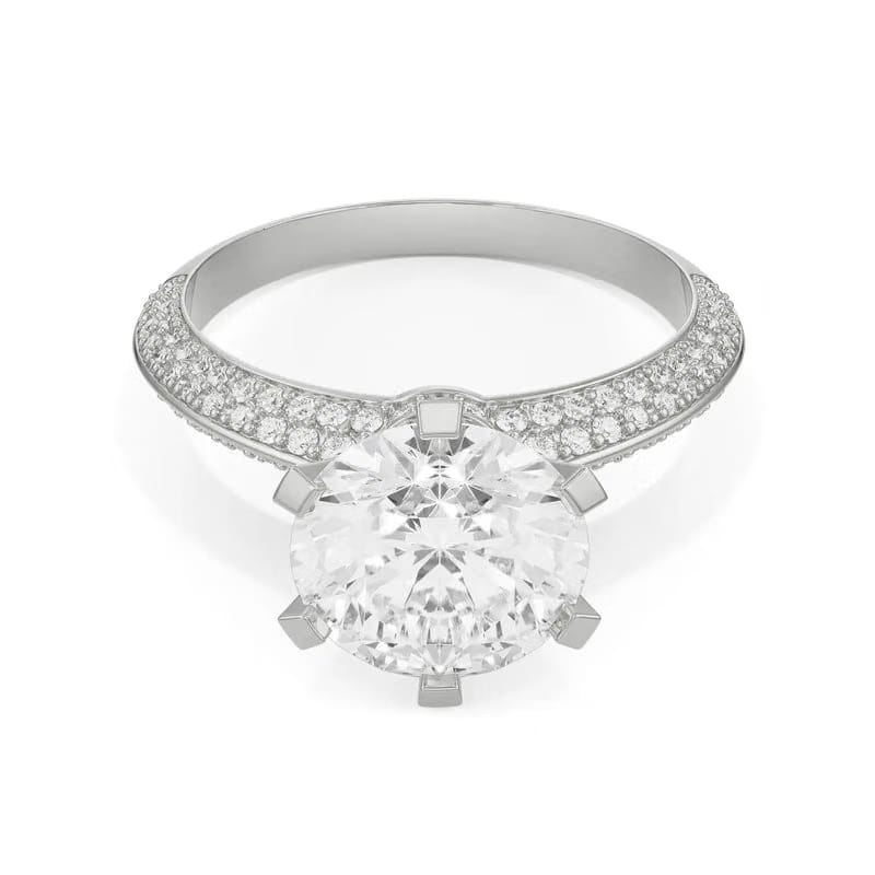 Whimsical Round Pave Lab Diamond Engagement Ring