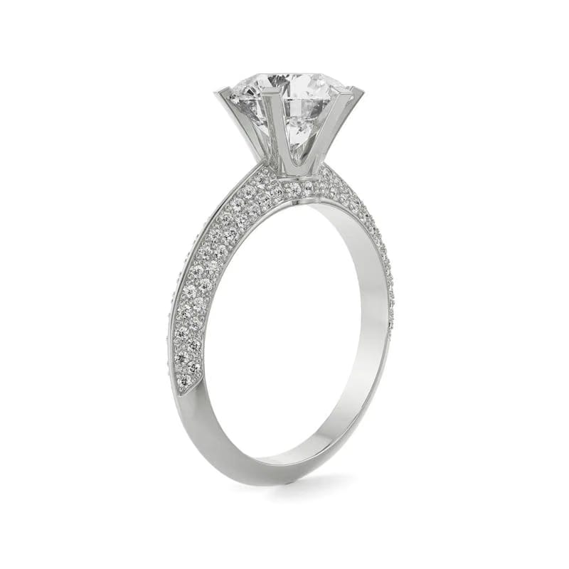 Whimsical Round Pave Lab Diamond Engagement Ring 9KT