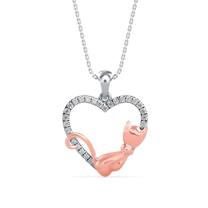 Whiskered Love Cat Lab Grown Diamond Pendant