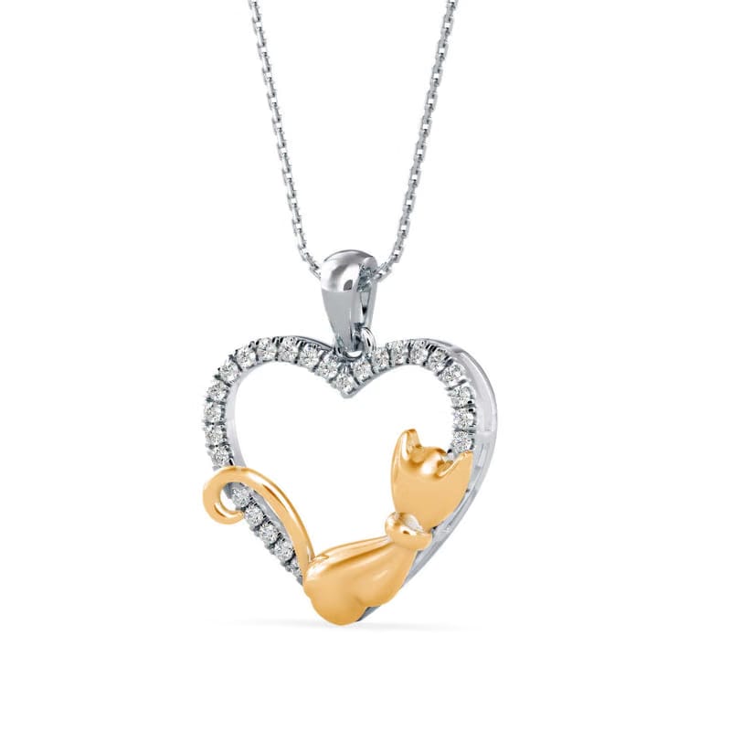 Whiskered Love Cat Lab Grown Diamond Pendant