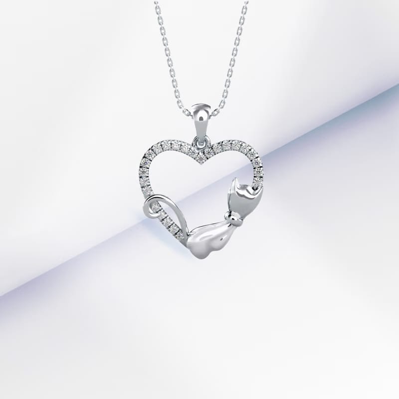 Whiskered Love Cat Lab Grown Diamond Pendant