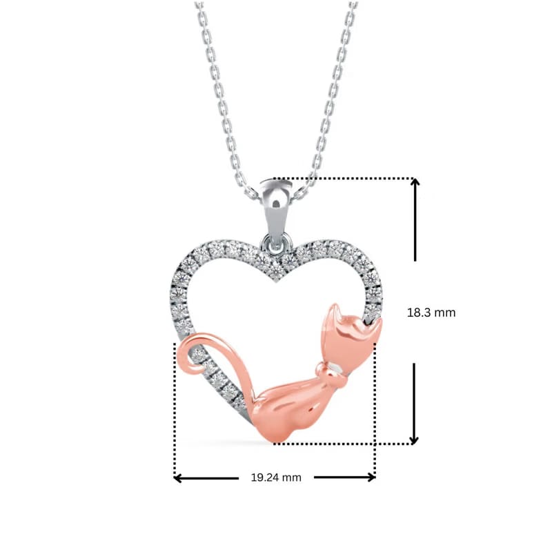 Whiskered Love Cat Lab Grown Diamond Pendant