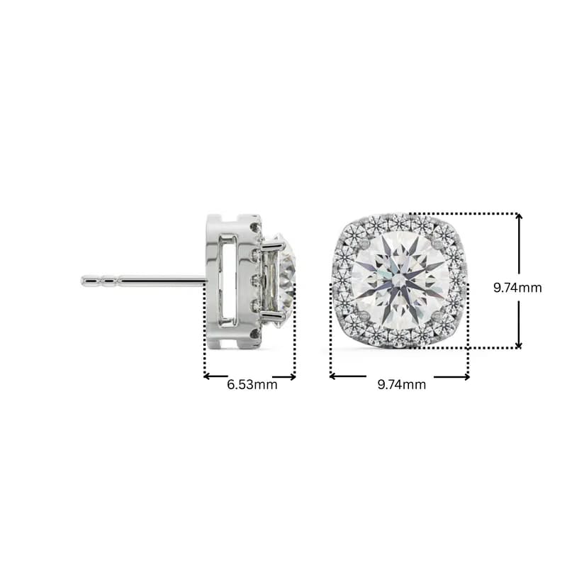 Yasmin Halo Round Lab Grown Diamond Studs