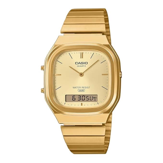 Casio Vintage AQ-240EG-9ADF Analog-Digital Gold Dial Unisex