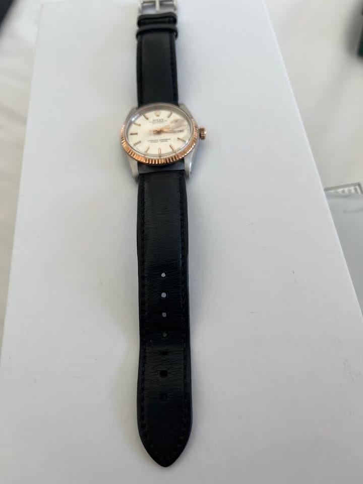 Rolex | Oyster Perpetual | 6101 | Yellow gold | 36 mm | Leather | Silver | Automatic