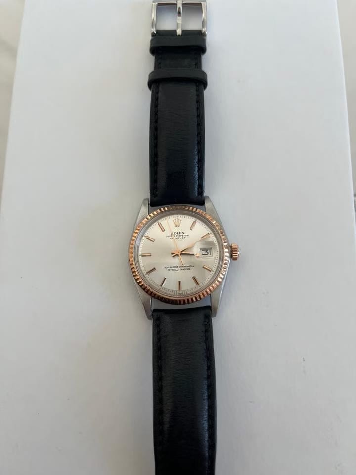 Rolex | Oyster Perpetual | 6101 | Yellow gold | 36 mm | Leather | Silver | Automatic