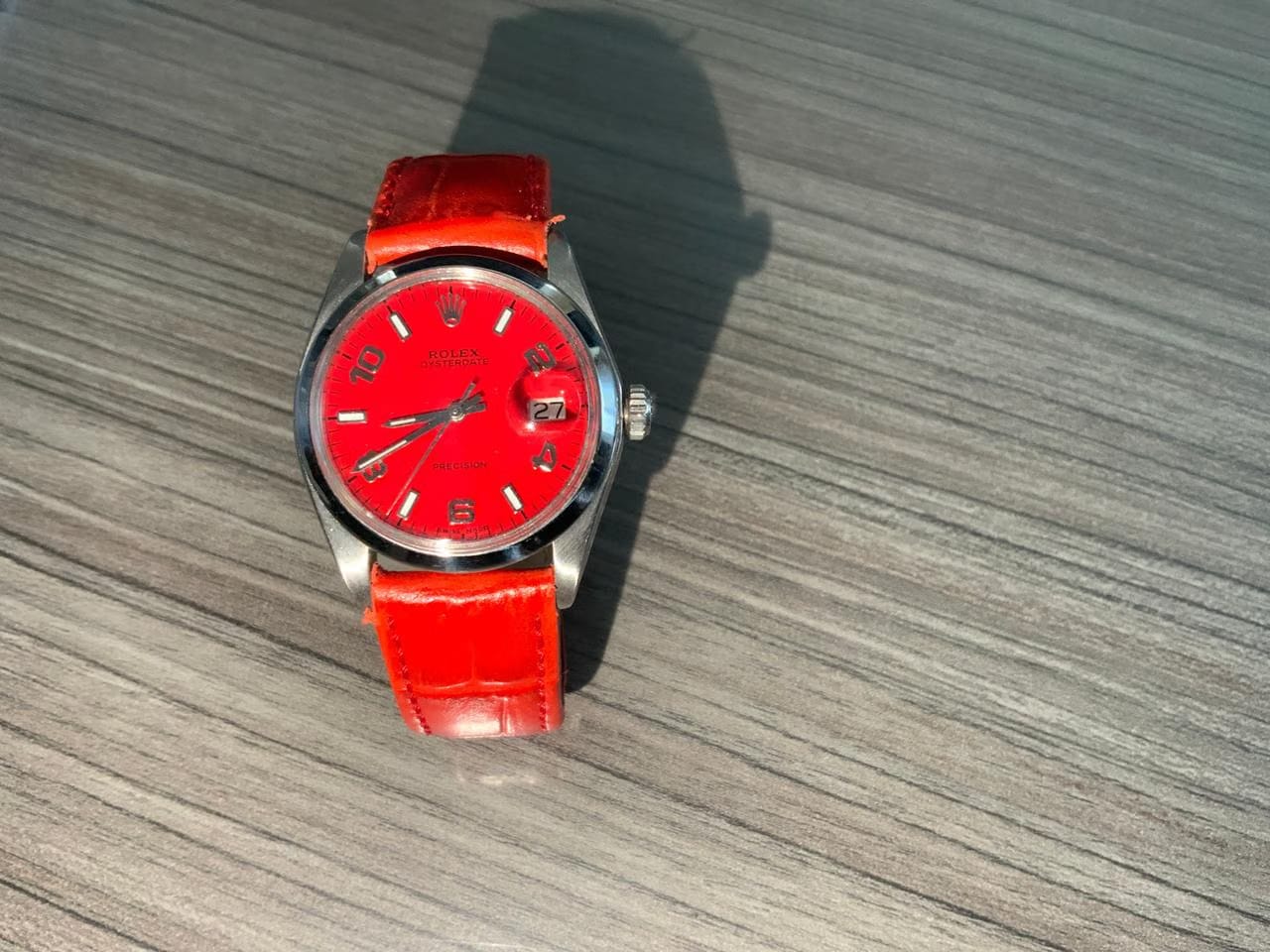 Rolex | Oysterdate Precision | 6494 | Steel | 34 x 42 mm | Leather | Red | Manual winding