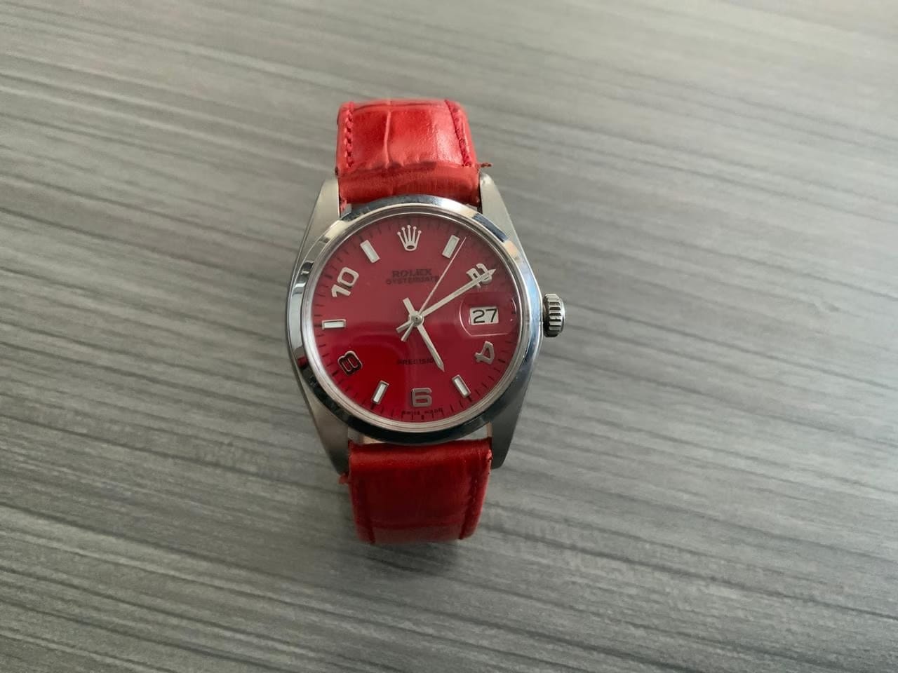 Rolex | Oysterdate Precision | 6494 | Steel | 34 x 42 mm | Leather | Red | Manual winding