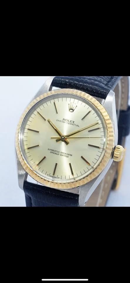 Rolex | Oyster Perpetual | 1005 | Steel | 33 mm | Leather | Gold | Automatic