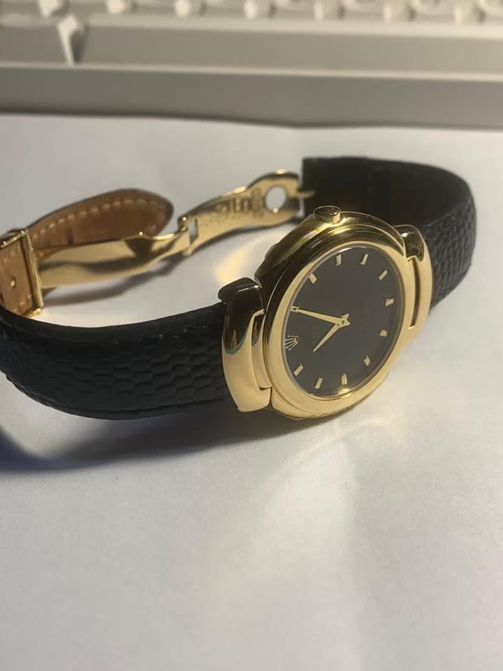 Rolex | Cellini | 6622 | Yellow gold | 33 mm | Leather | Black | Quartz
