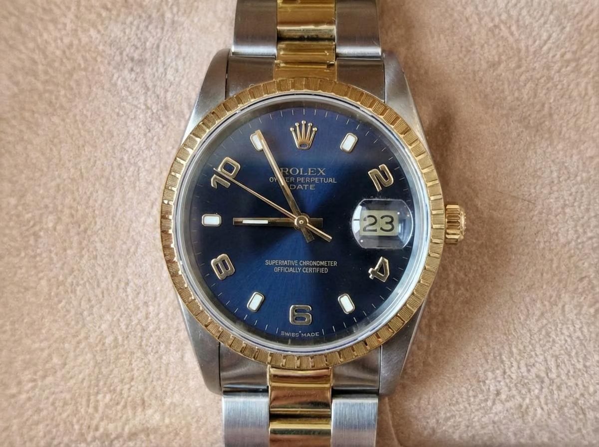 Rolex | Oyster Perpetual | 15223 | Gold/Steel | 34 mm | Gold/Steel | Blue | Automatic