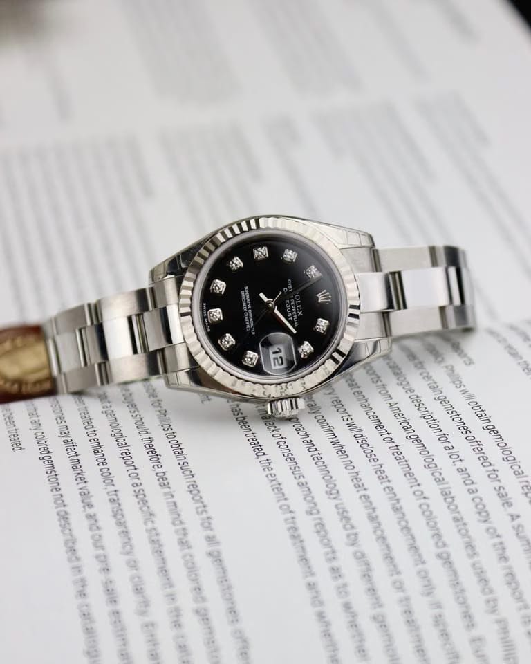 Rolex | Datejust | 179174 | White gold and steel | 26 mm | Steel | Black | Automatic
