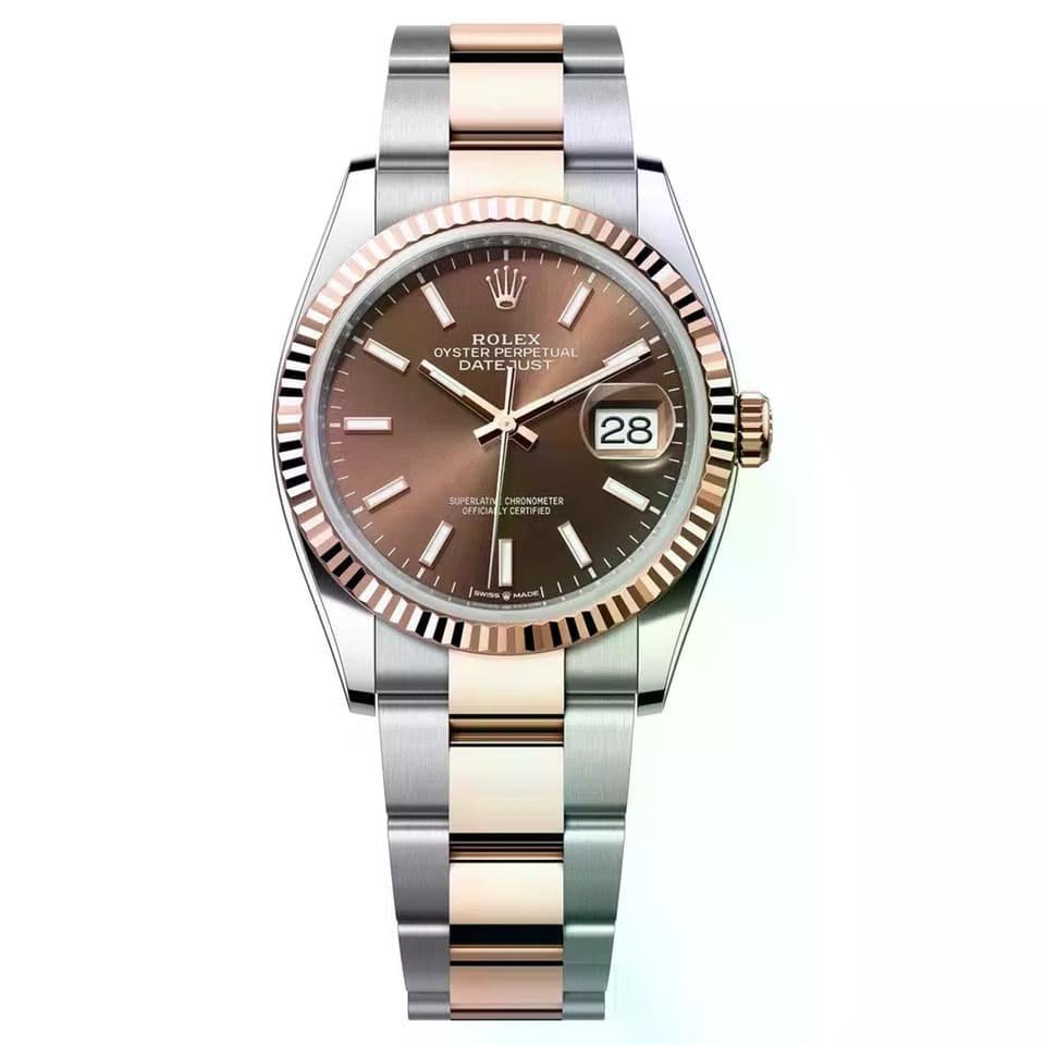 Rolex | Datejust | 126231-0044 | 36 mm | Gold/Steel | Brown