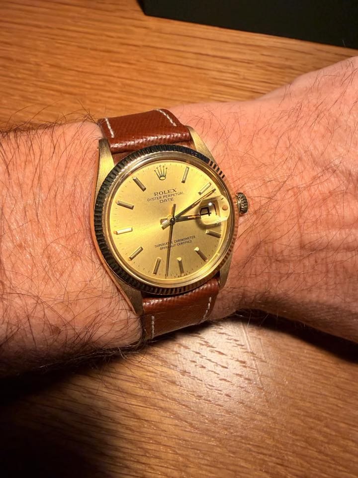 Rolex | Oyster Perpetual | 1503 | Yellow gold | 34 mm | Alligator skin | Gold | Automatic