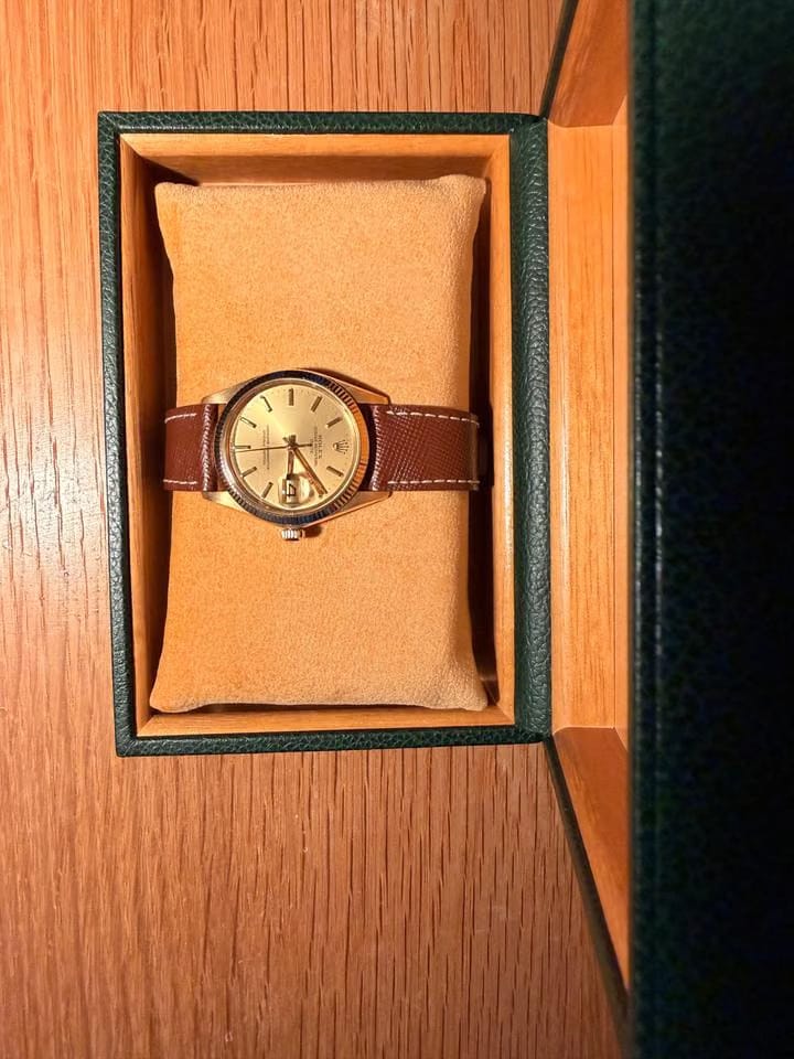 Rolex | Oyster Perpetual | 1503 | Yellow gold | 34 mm | Alligator skin | Gold | Automatic