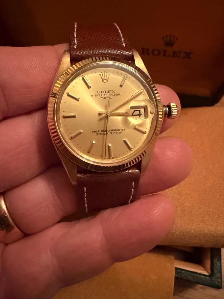 Rolex | Oyster Perpetual | 1503 | Yellow gold | 34 mm | Alligator skin | Gold | Automatic