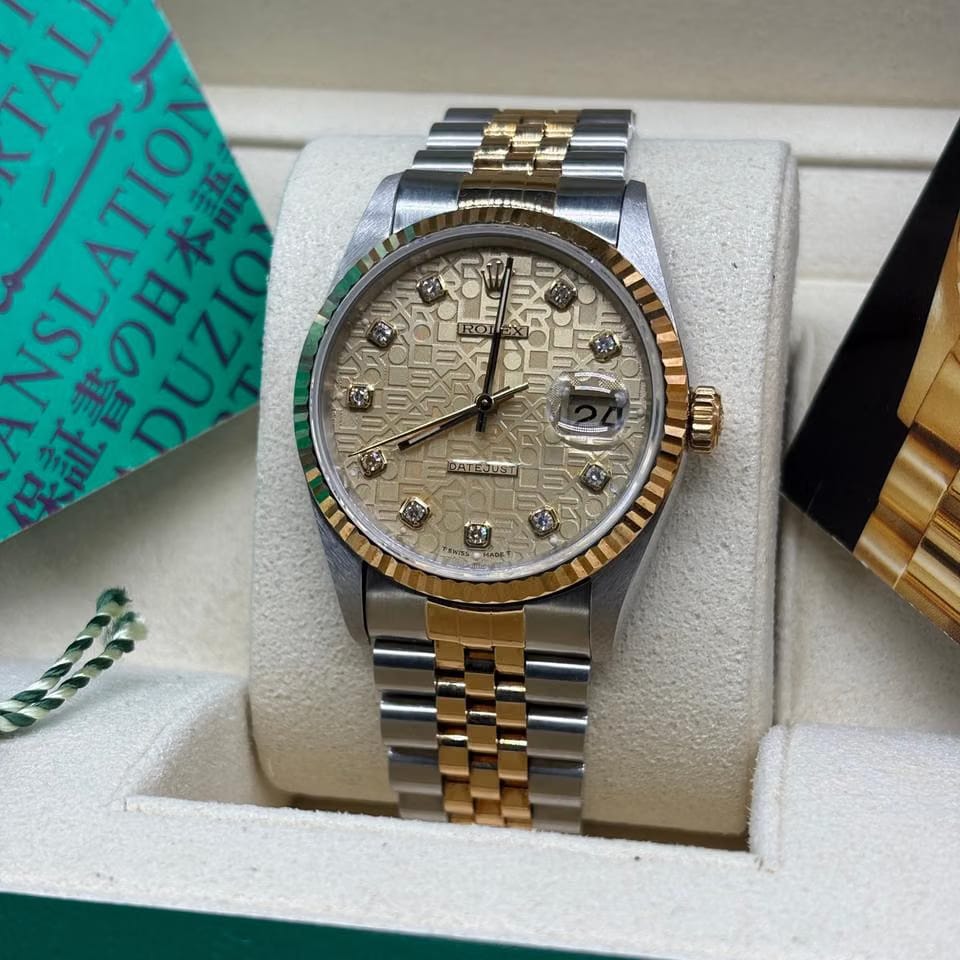 Rolex | Datejust | 16233 | Yellow gold | 36 mm | Gold/Steel | Champagne | Automatic
