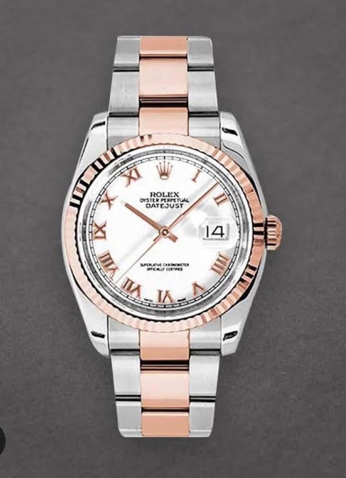 Rolex | Datejust | 116231 | Rose gold | 36 mm | Gold/Steel | White | Automatic