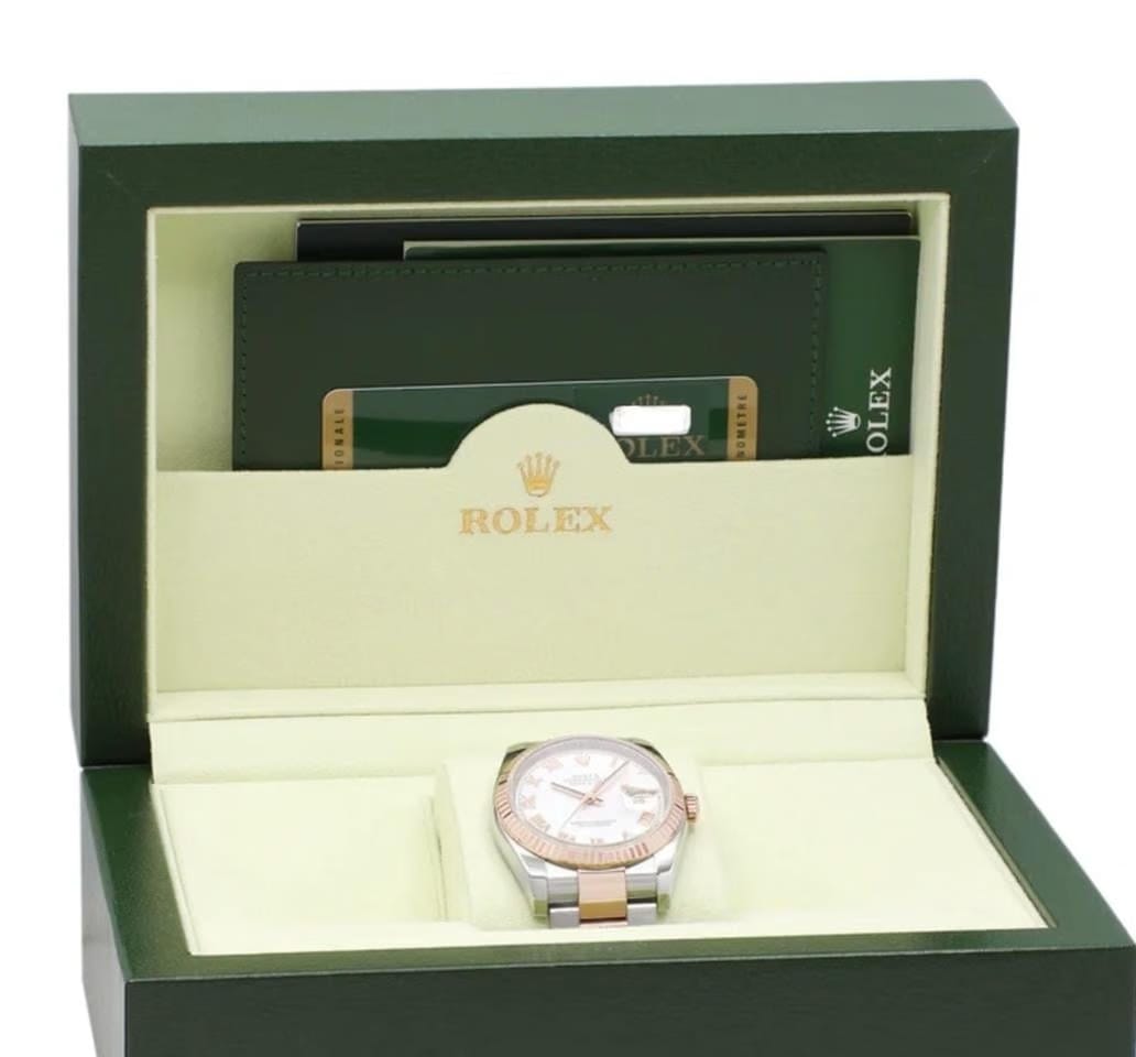 Rolex | Datejust | 116231 | Rose gold | 36 mm | Gold/Steel | White | Automatic