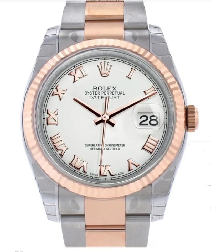 Rolex | Datejust | 116231 | Rose gold | 36 mm | Gold/Steel | White | Automatic