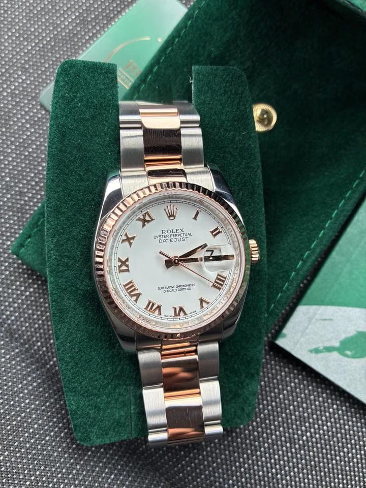 Rolex | Datejust | 116231 | Rose gold | 36 mm | Gold/Steel | White | Automatic