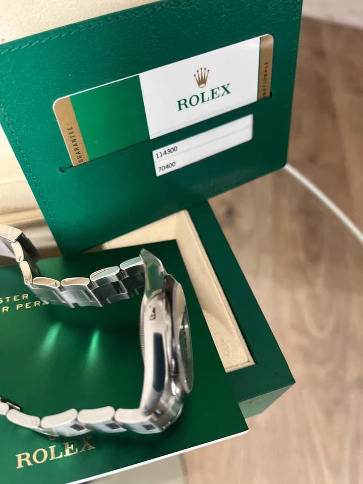 Rolex Oyster Perpetual Fully factory stickered with original box and paper work.