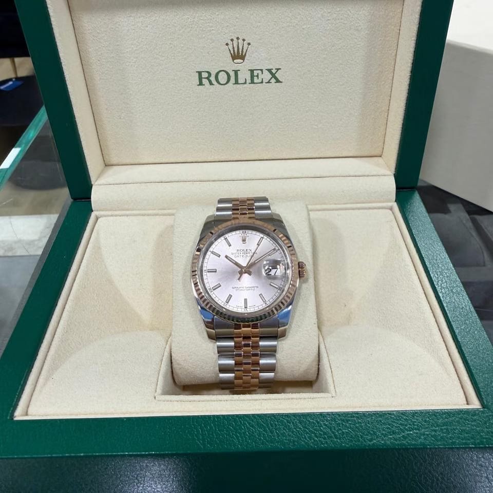 Rolex | Datejust | 116231 | Rose gold | 36 mm | Gold/Steel | Champagne | Automatic