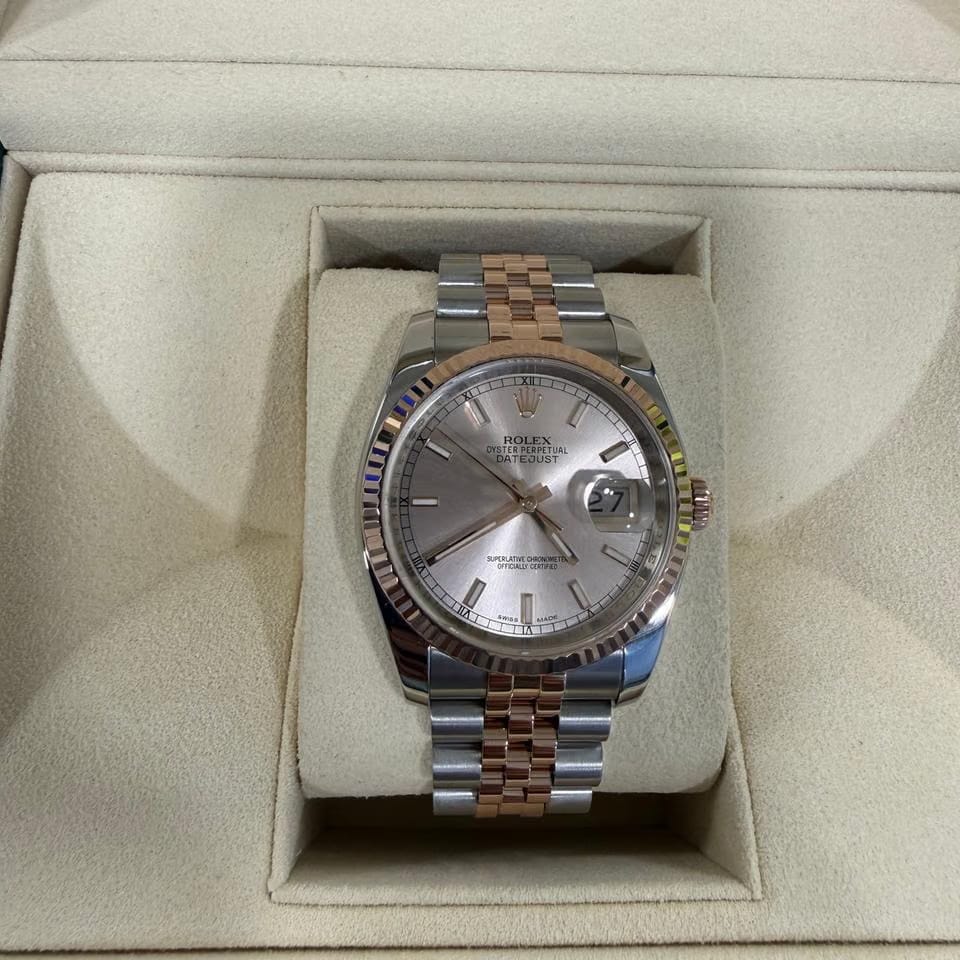 Rolex | Datejust | 116231 | Rose gold | 36 mm | Gold/Steel | Champagne | Automatic